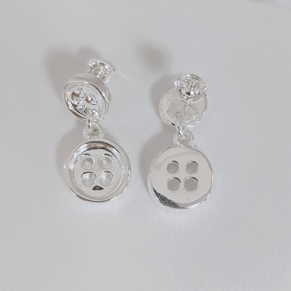 Uno de 50 Double Trouble Earring Button Earring, Long Stud Earring Silver Plated - Picture 2 of 8